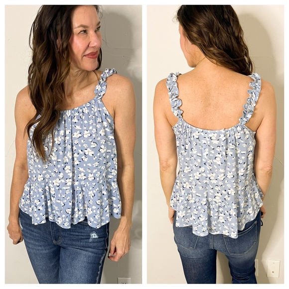Sim & Sam Periwinkle Ruffle Tank | size XS - Picture 2 of 5
